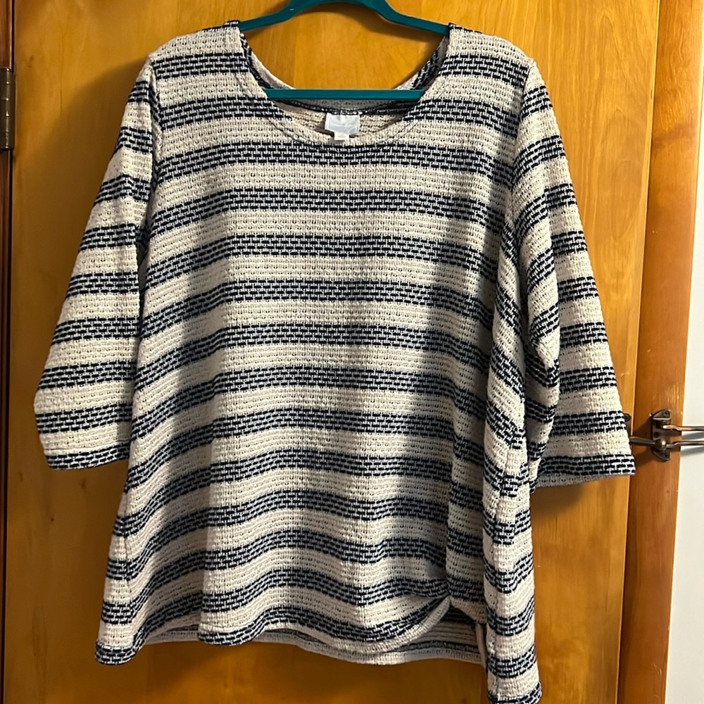 Sunday Front Side Twist Stripe Top 3X